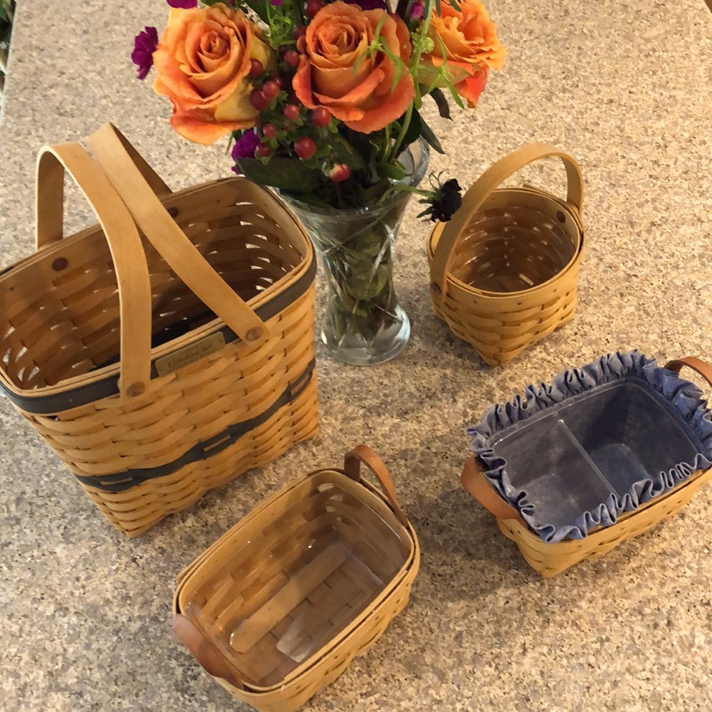 Bundle of 4 Longaberger Baskets Including Collectors Club Membership Basket